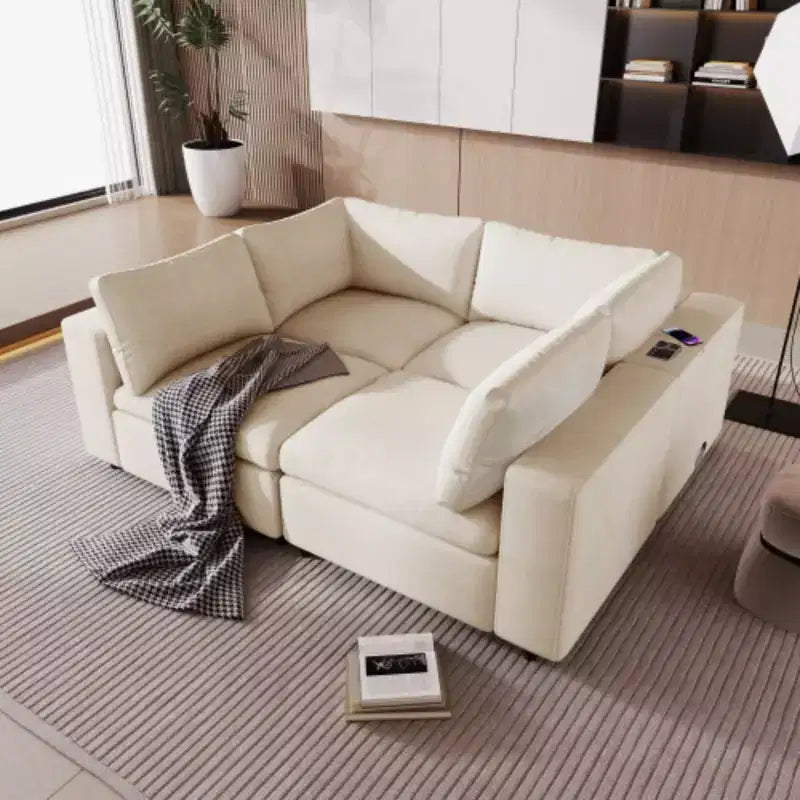 Storage, USB, Wireless Charging Sofa with Bluetooth Speaker, for Living Room/Apartment