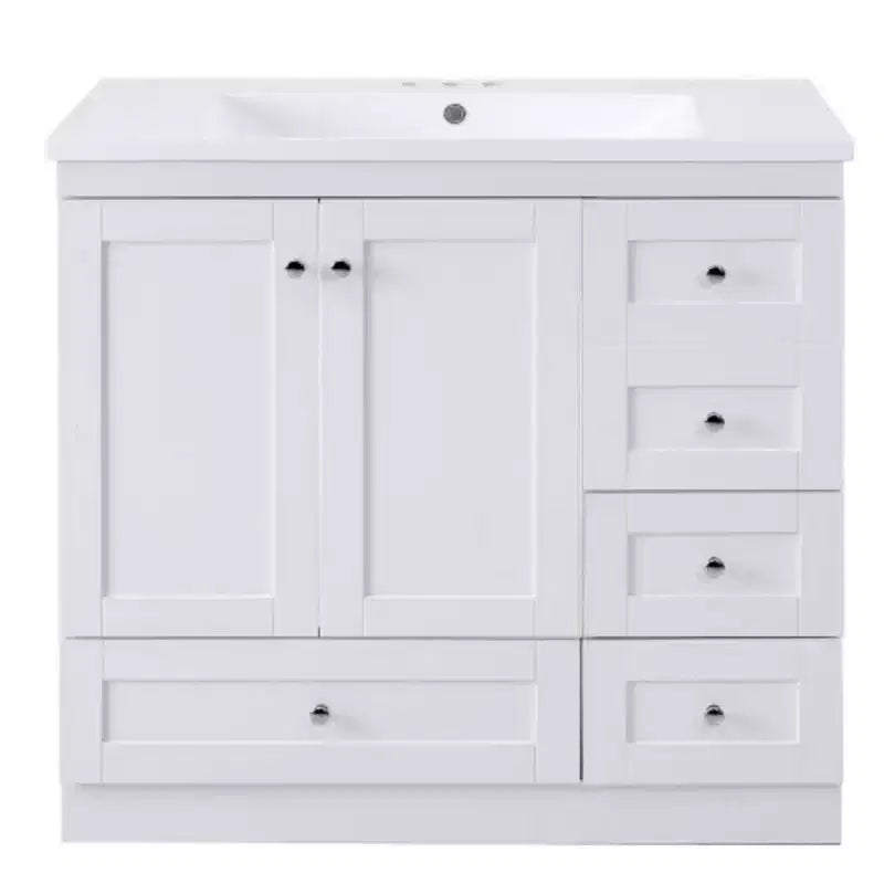 36 inch Shaker Style Free-Standing Bathroom Vanity Cabinet with Sink, 4 Soft-close Drawers and 2 Soft-close doors