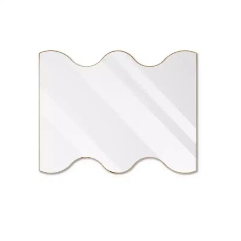 Golden 30x35 Rectangular Wall Mirror with Wavy Metal Frame for Bathroom, Living Room, Bedroom