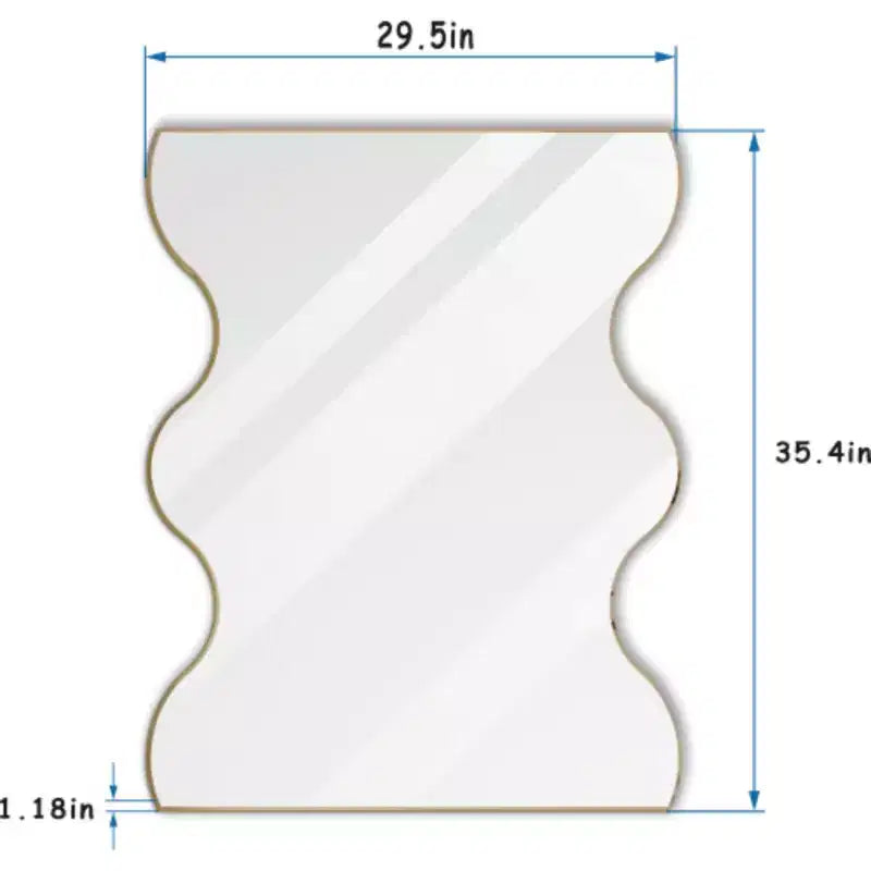 Golden 30x35 Rectangular Wall Mirror with Wavy Metal Frame for Bathroom, Living Room, Bedroom