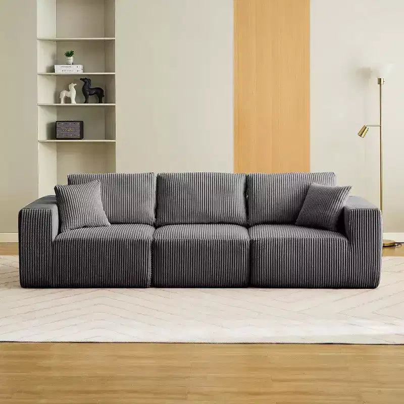 108 Sectional Couch Cloud Modular Modern Linear Sofa with Chaise Lounge, Corduroy Fabric, No Assembly Required, Convertible Compression Sleeper Sofa