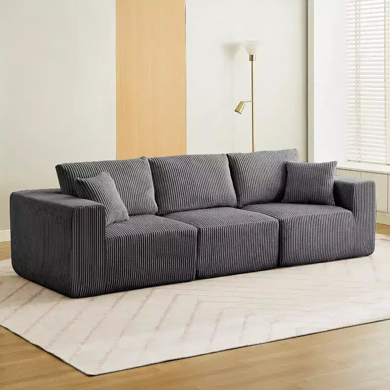 108 Sectional Couch Cloud Modular Modern Linear Sofa with Chaise Lounge, Corduroy Fabric, No Assembly Required, Convertible Compression Sleeper Sofa