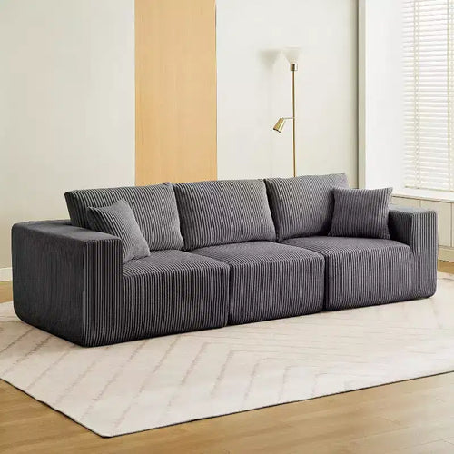 108 Sectional Couch Cloud Modular Modern Linear Sofa with Chaise Lounge, Corduroy Fabric, No Assembly Required, Convertible Compression Sleeper Sofa