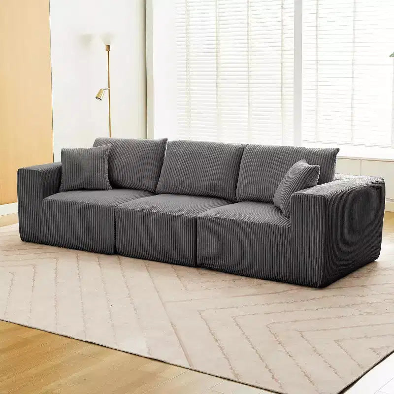 108 Sectional Couch Cloud Modular Modern Linear Sofa with Chaise Lounge, Corduroy Fabric, No Assembly Required, Convertible Compression Sleeper Sofa