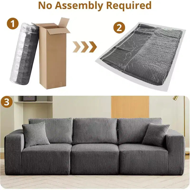 108 Sectional Couch Cloud Modular Modern Linear Sofa with Chaise Lounge, Corduroy Fabric, No Assembly Required, Convertible Compression Sleeper Sofa