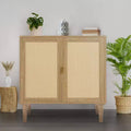 Home Imports Emporium Double Door Rattan Table  Natural Woven Cabinet for Modern Boho Home Decor, Versatile Storage Cabinet