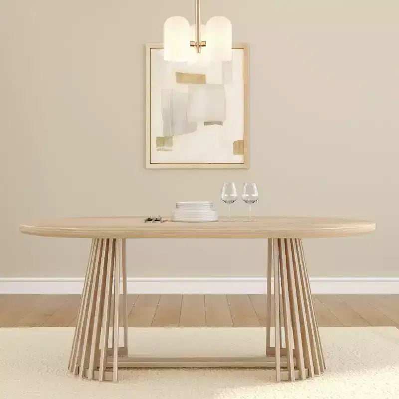 Plank+Beam 72 Lido Rectangular Dining Table, Solid Wood Minimalist Kitchen Table for 6
