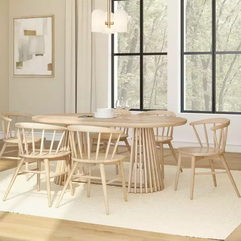 Plank+Beam 72 Lido Rectangular Dining Table, Solid Wood Minimalist Kitchen Table for 6