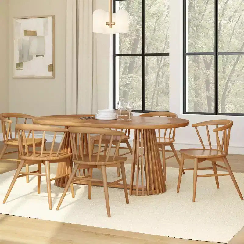Plank+Beam 72 Lido Rectangular Dining Table, Solid Wood Minimalist Kitchen Table for 6