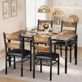 Dining Table Set for 4, Wood Kitchen Table with 4 Upholstered Chairs, Kitchen Table Chairs Set of 4 w/Collision Angle for Small Space, Kitchen Room