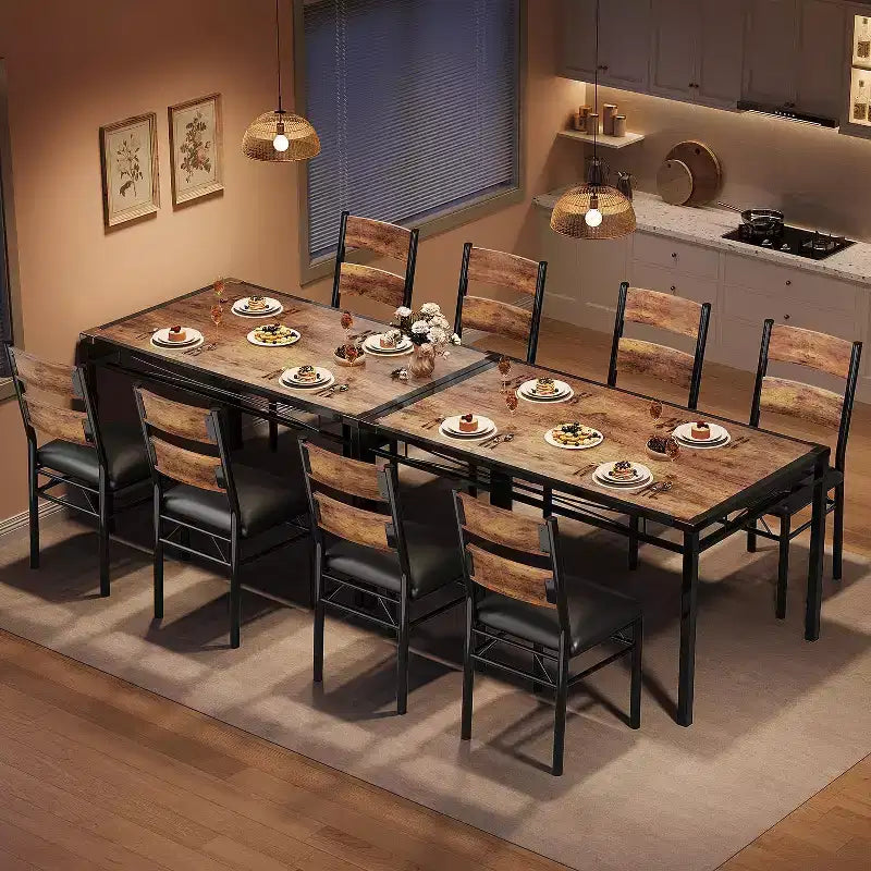 Dining Table Set for 4, Wood Kitchen Table with 4 Upholstered Chairs, Kitchen Table Chairs Set of 4 w/Collision Angle for Small Space, Kitchen Room