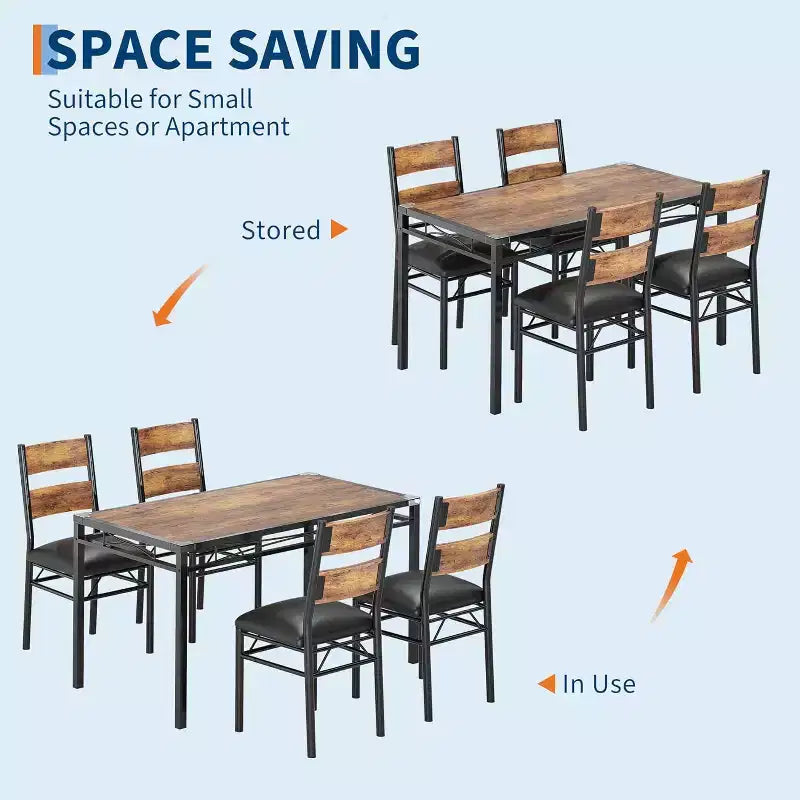 Dining Table Set for 4, Wood Kitchen Table with 4 Upholstered Chairs, Kitchen Table Chairs Set of 4 w/Collision Angle for Small Space, Kitchen Room