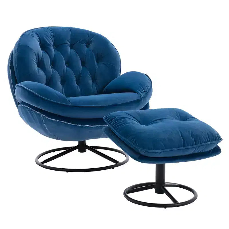 Okak Velvet Accent Chair with Ottoman,Modern Mid-Century Style Armless Living Room Chair,Soft Comfy Sitting Chair for TV Watching,Gaming