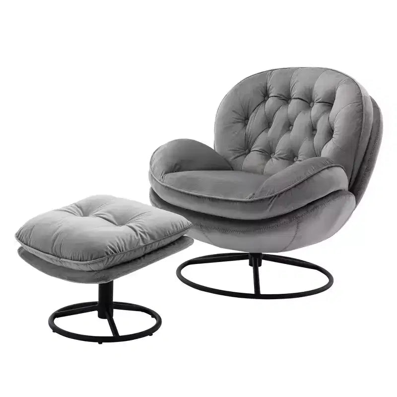 Okak Velvet Accent Chair with Ottoman,Modern Mid-Century Style Armless Living Room Chair,Soft Comfy Sitting Chair for TV Watching,Gaming