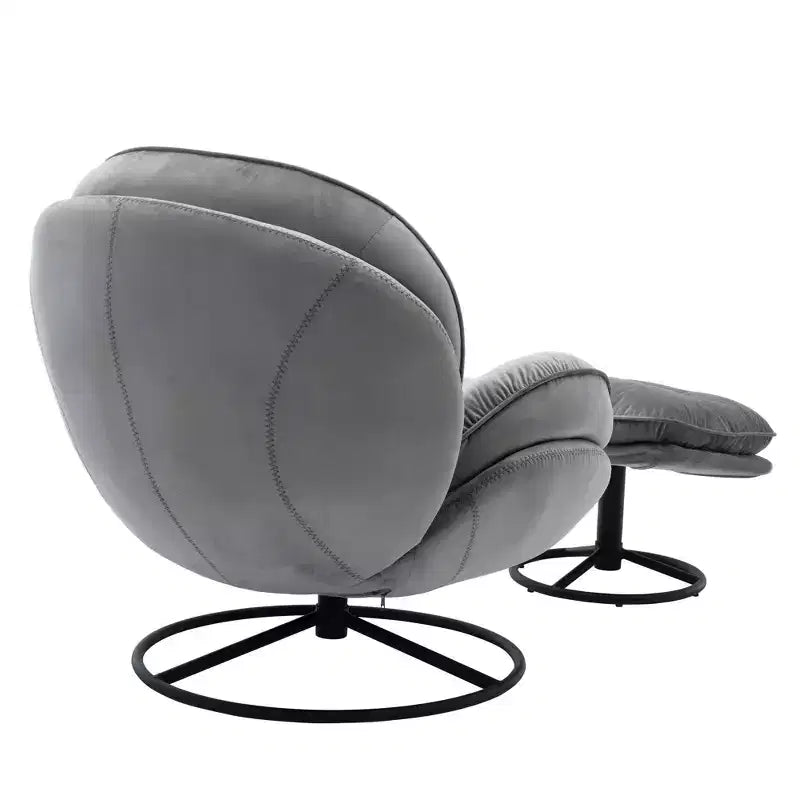 Okak Velvet Accent Chair with Ottoman,Modern Mid-Century Style Armless Living Room Chair,Soft Comfy Sitting Chair for TV Watching,Gaming