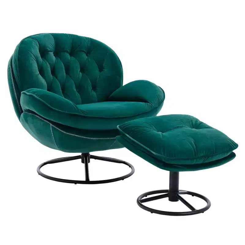 Okak Velvet Accent Chair with Ottoman,Modern Mid-Century Style Armless Living Room Chair,Soft Comfy Sitting Chair for TV Watching,Gaming