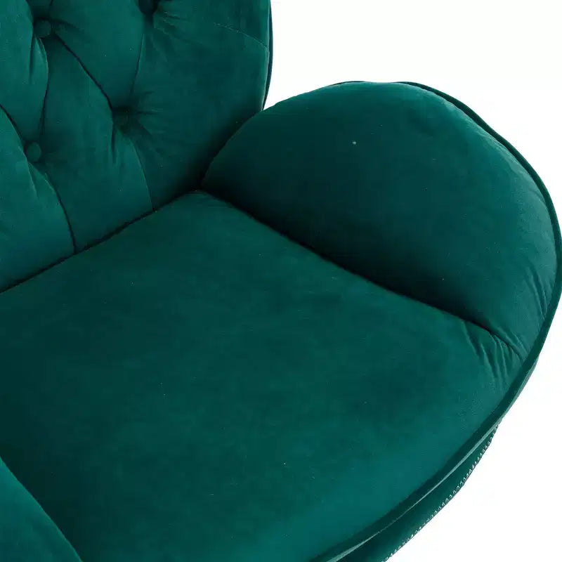 Okak Velvet Accent Chair with Ottoman,Modern Mid-Century Style Armless Living Room Chair,Soft Comfy Sitting Chair for TV Watching,Gaming