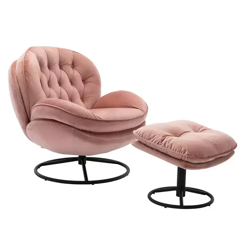 Okak Velvet Accent Chair with Ottoman,Modern Mid-Century Style Armless Living Room Chair,Soft Comfy Sitting Chair for TV Watching,Gaming