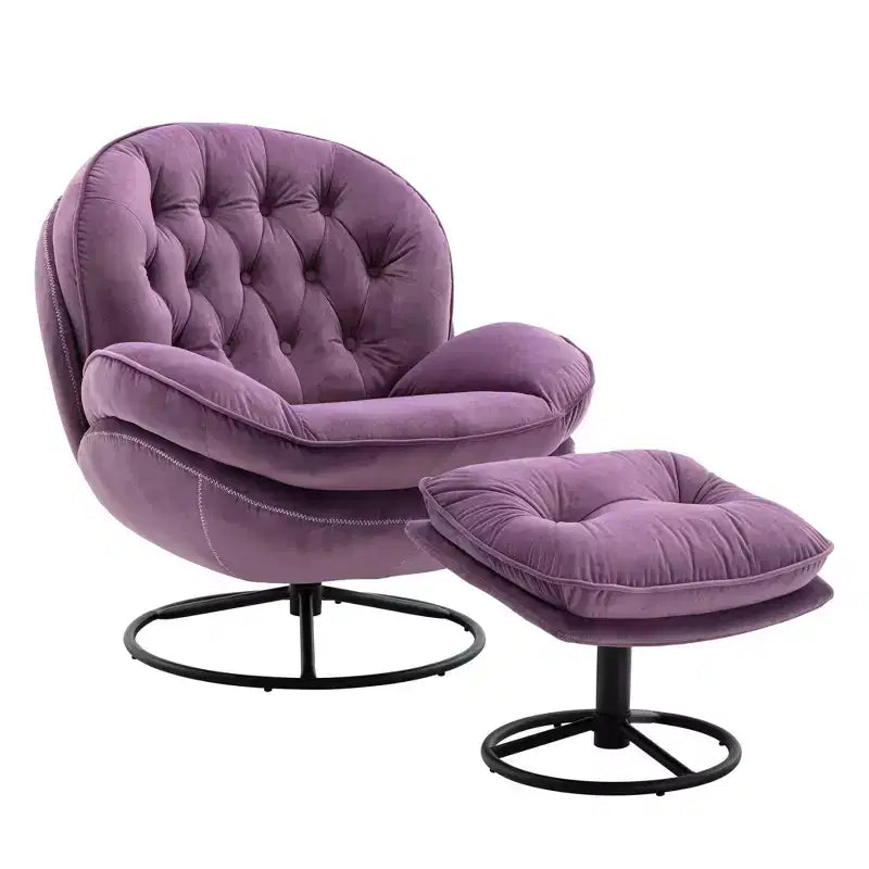 Okak Velvet Accent Chair with Ottoman,Modern Mid-Century Style Armless Living Room Chair,Soft Comfy Sitting Chair for TV Watching,Gaming