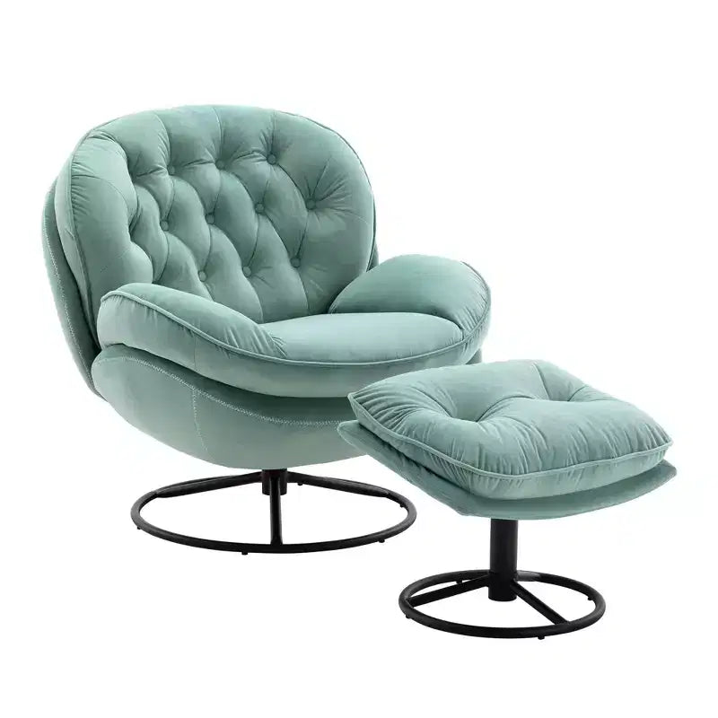 Okak Velvet Accent Chair with Ottoman,Modern Mid-Century Style Armless Living Room Chair,Soft Comfy Sitting Chair for TV Watching,Gaming