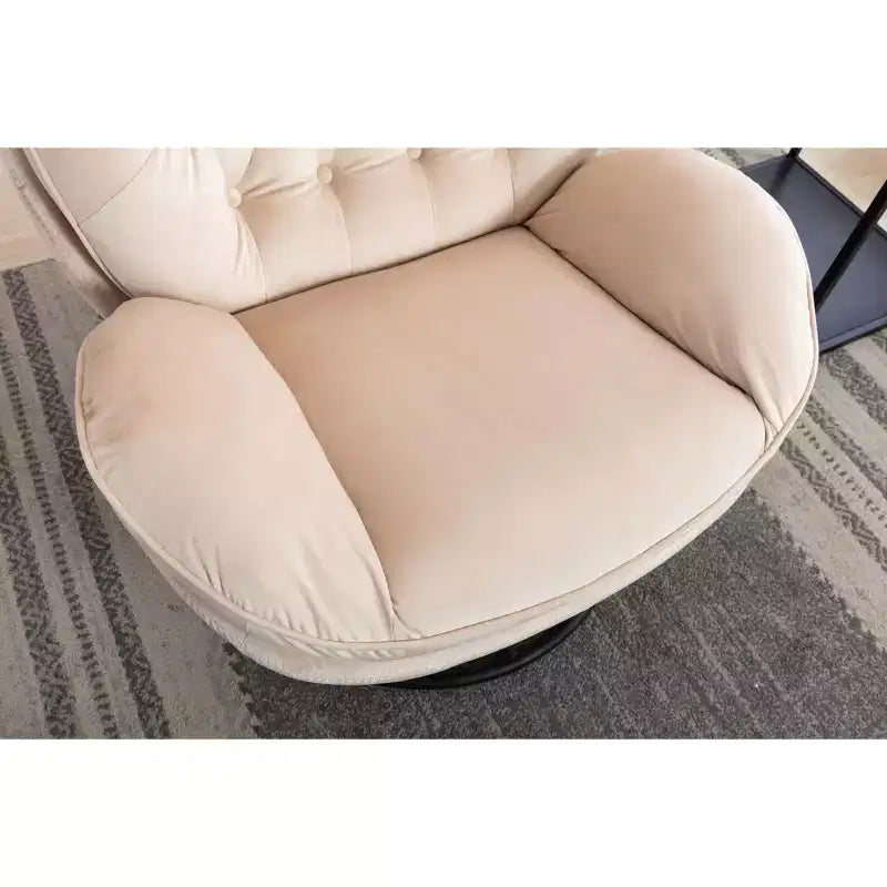Okak Velvet Accent Chair with Ottoman,Modern Mid-Century Style Armless Living Room Chair,Soft Comfy Sitting Chair for TV Watching,Gaming