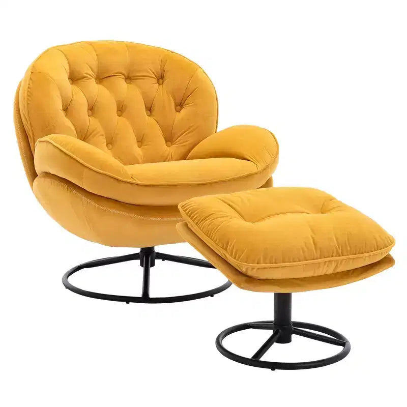 Okak Velvet Accent Chair with Ottoman,Modern Mid-Century Style Armless Living Room Chair,Soft Comfy Sitting Chair for TV Watching,Gaming