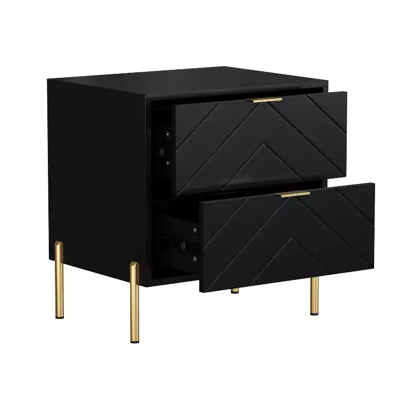 CLIHOME Freestanding 2 Drawers Nightstand with Metal Support Legs