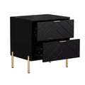 CLIHOME Freestanding 2 Drawers Nightstand with Metal Support Legs