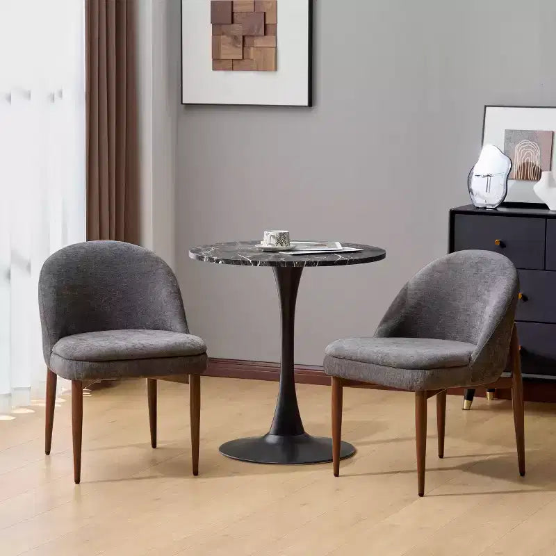 Christopher Knight Home Carew Modern Chenille Upholstered Iron Dining Chairs (Set of 2)