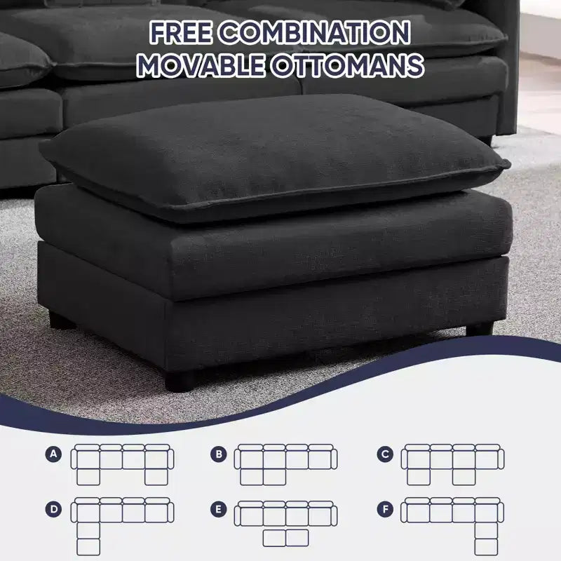 Mjkone 132'' Oversized Modular Sectional Sofa, U-Shaped Couch with 2 Ottomans, 6-Seat Chenille Fabric Upholstered Deep Seat Sofa