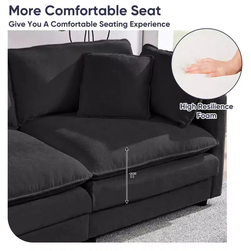 Mjkone 132'' Oversized Modular Sectional Sofa, U-Shaped Couch with 2 Ottomans, 6-Seat Chenille Fabric Upholstered Deep Seat Sofa