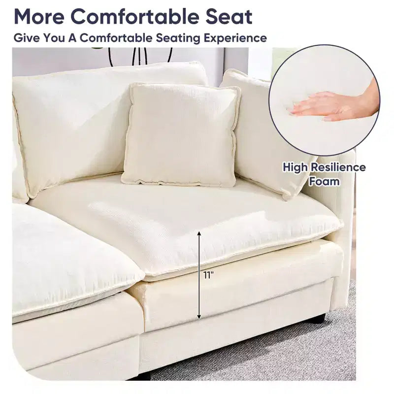 Mjkone 132'' Oversized Modular Sectional Sofa, U-Shaped Couch with 2 Ottomans, 6-Seat Chenille Fabric Upholstered Deep Seat Sofa