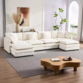 Mjkone 132'' Oversized Modular Sectional Sofa, U-Shaped Couch with 2 Ottomans, 6-Seat Chenille Fabric Upholstered Deep Seat Sofa
