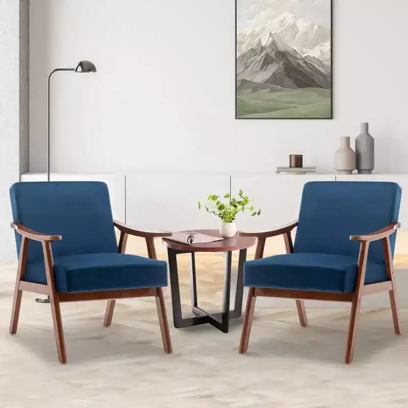 Okak Extra-Thick Backrest Accent Chair for Bedroom,Solid Wood Lounge Chair for Living Room,Apartment