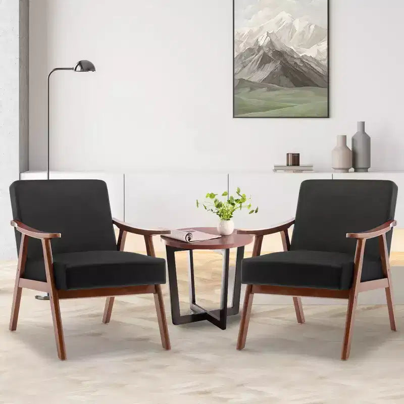 Okak Extra-Thick Backrest Accent Chair for Bedroom,Solid Wood Lounge Chair for Living Room,Apartment