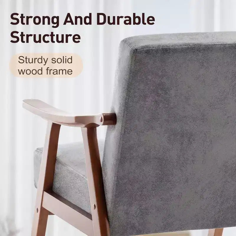 Okak Extra-Thick Backrest Accent Chair for Bedroom,Solid Wood Lounge Chair for Living Room,Apartment