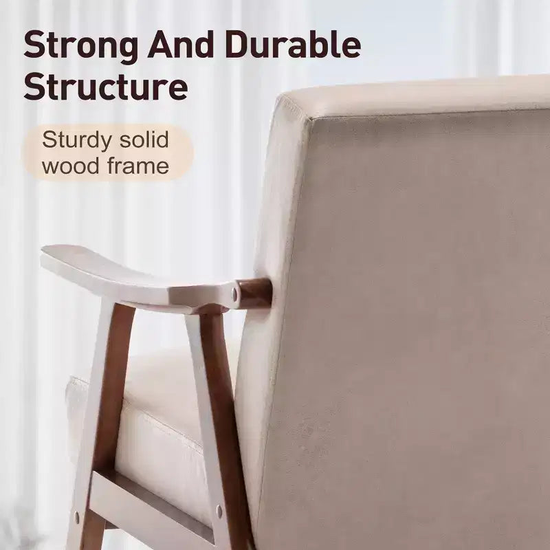Okak Extra-Thick Backrest Accent Chair for Bedroom,Solid Wood Lounge Chair for Living Room,Apartment