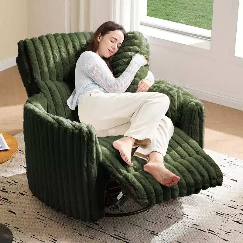 AMERLIFE Power Recliner Nursery Chair, Electric Swivel Rocking Glider with USB & Type-C, Armchair with 2 Pillows, Reclining Sofa for Home