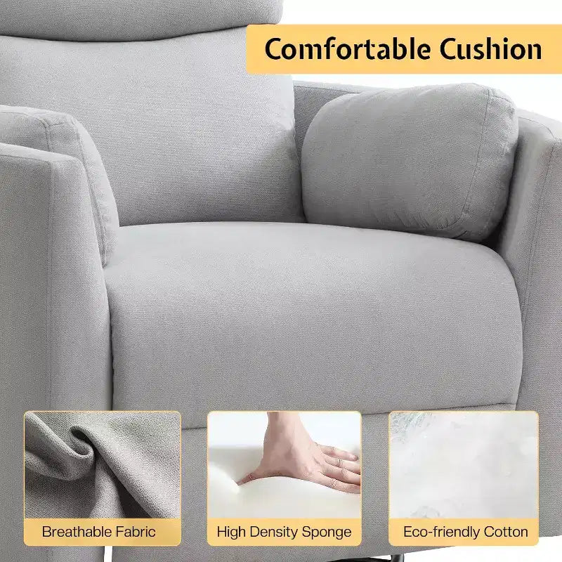 AMERLIFE Power Recliner Nursery Chair, Electric Swivel Rocking Glider with USB & Type-C, Armchair with 2 Pillows, Reclining Sofa for Home
