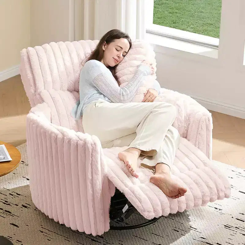 AMERLIFE Power Recliner Nursery Chair, Electric Swivel Rocking Glider with USB & Type-C, Armchair with 2 Pillows, Reclining Sofa for Home