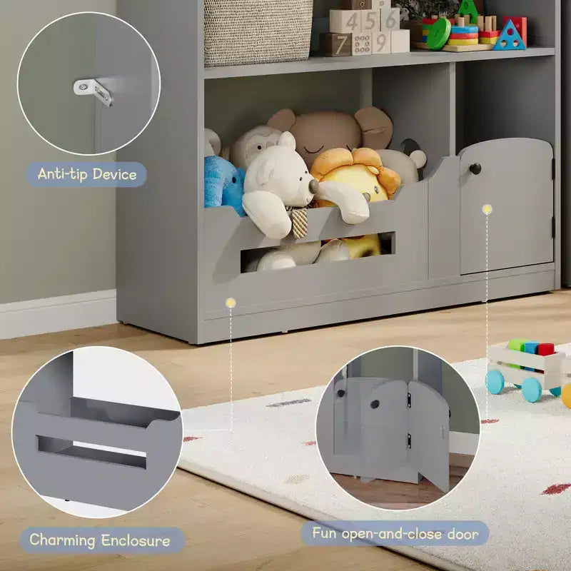 Whizmax 2-Tier Kids Bookshelf - Wooden Toy Storage Organizer with Motion Sensor Light, Book Rack for Bedroom, Classroom & Playroom