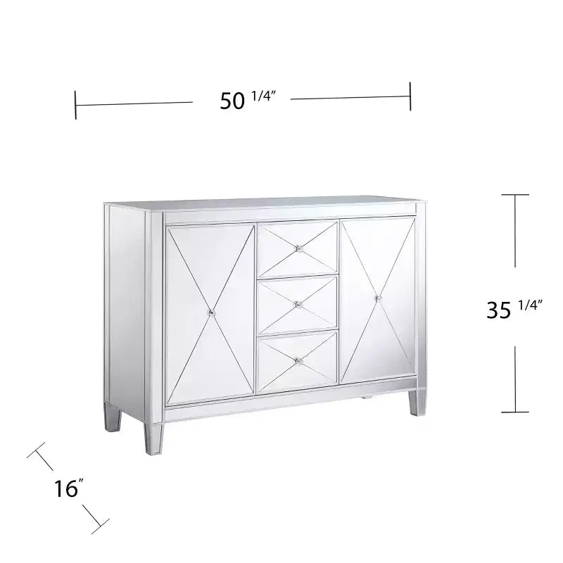 Mirage 3-Drawer Mirrored Cabinet - Silver - SEI