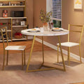 Three-piece double dining table set, double kitchen dining table and chairs, round kitchen dining table set, suitable for small space, apartment