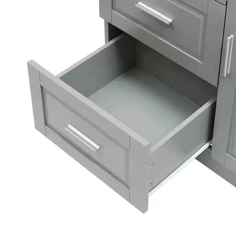 GDFStudio Sienna Modern Wood Tall Bathroom Storage Cabinet with Drawers and Adjustable Shelves