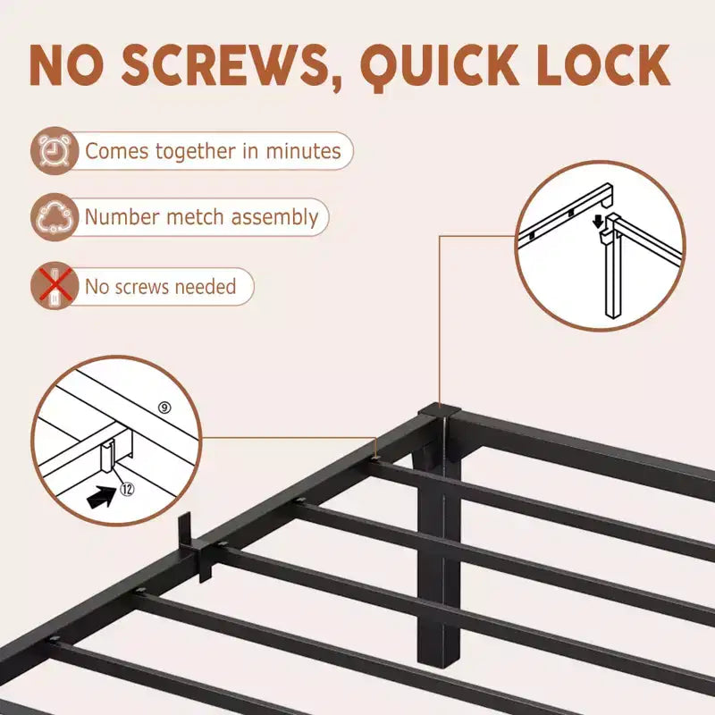 COZONY Twin/Full/Queen/King Metal Bed Frame, 16 High Platform, 800 lb Capacity, No Box Spring