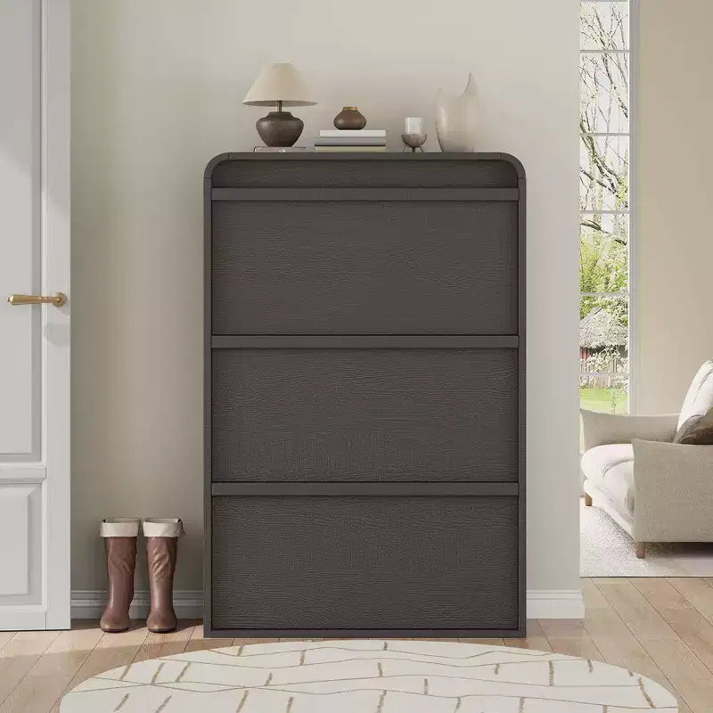 COZONY 46 Tall Shoe Cabinet with 3 Flip Drawers Wooden Shoe Storage with Adjustable Shelf for Entryway Hallway Living Room