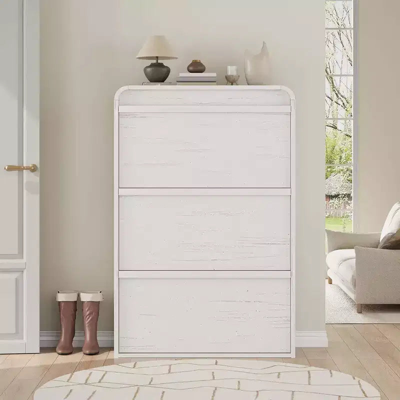 COZONY 46 Tall Shoe Cabinet with 3 Flip Drawers Wooden Shoe Storage with Adjustable Shelf for Entryway Hallway Living Room