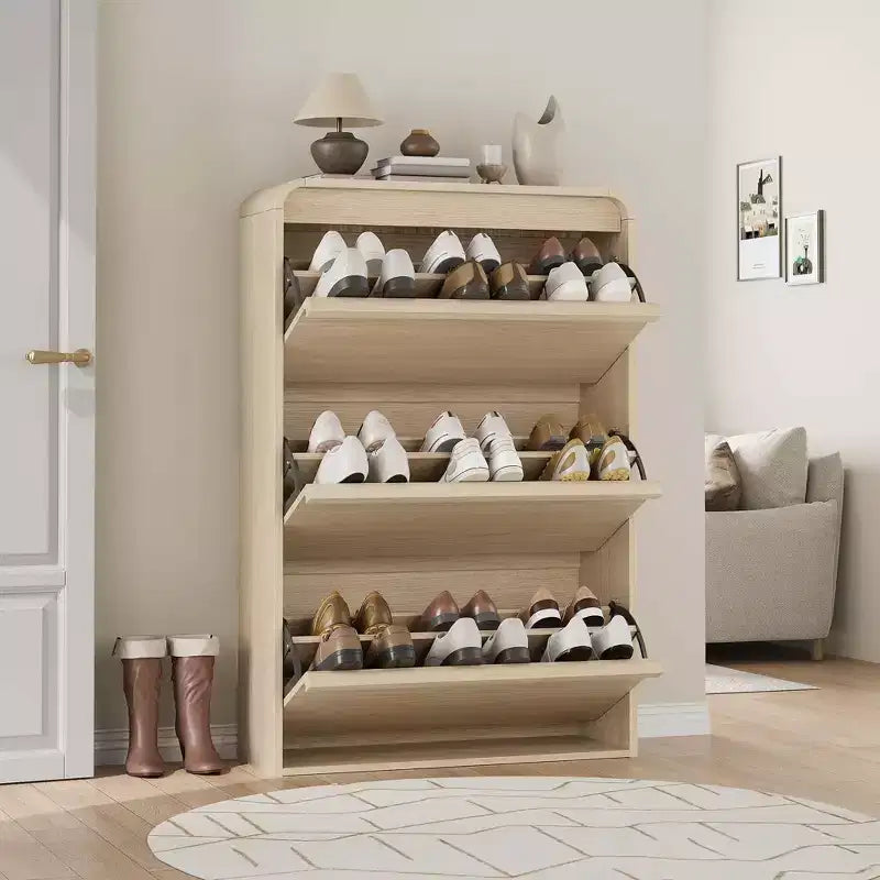 COZONY 46 Tall Shoe Cabinet with 3 Flip Drawers Wooden Shoe Storage with Adjustable Shelf for Entryway Hallway Living Room
