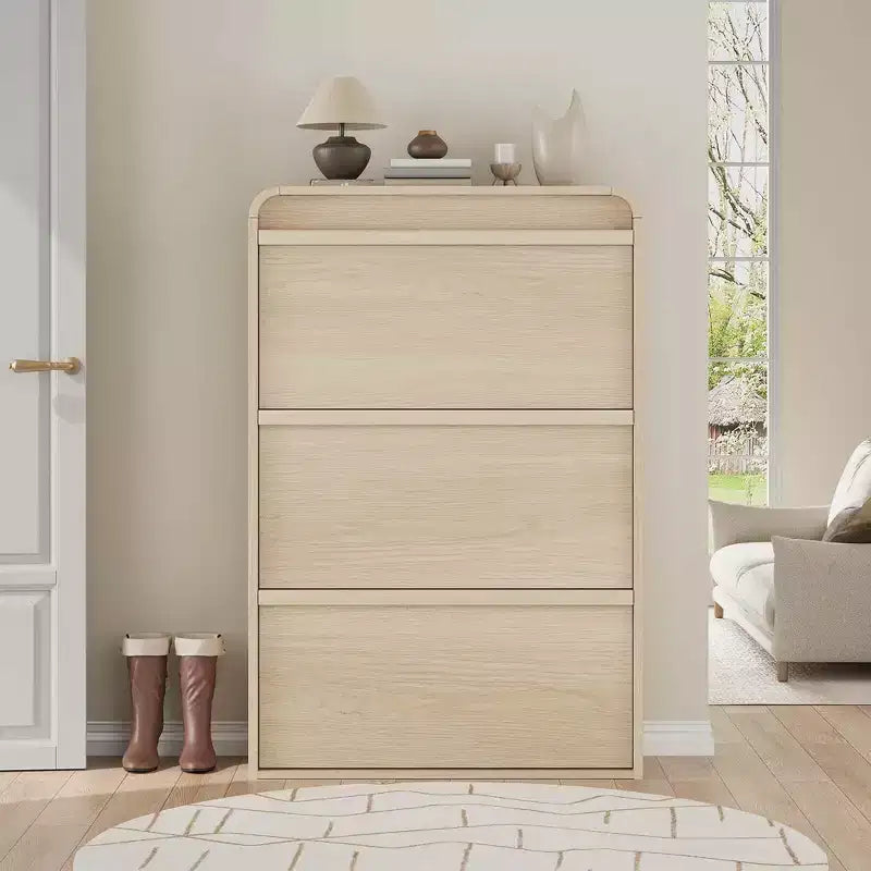 COZONY 46 Tall Shoe Cabinet with 3 Flip Drawers Wooden Shoe Storage with Adjustable Shelf for Entryway Hallway Living Room