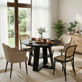 GDFStudio Nolwenn Farmhouse Extendable Round Dining Table with Storage Shelf
